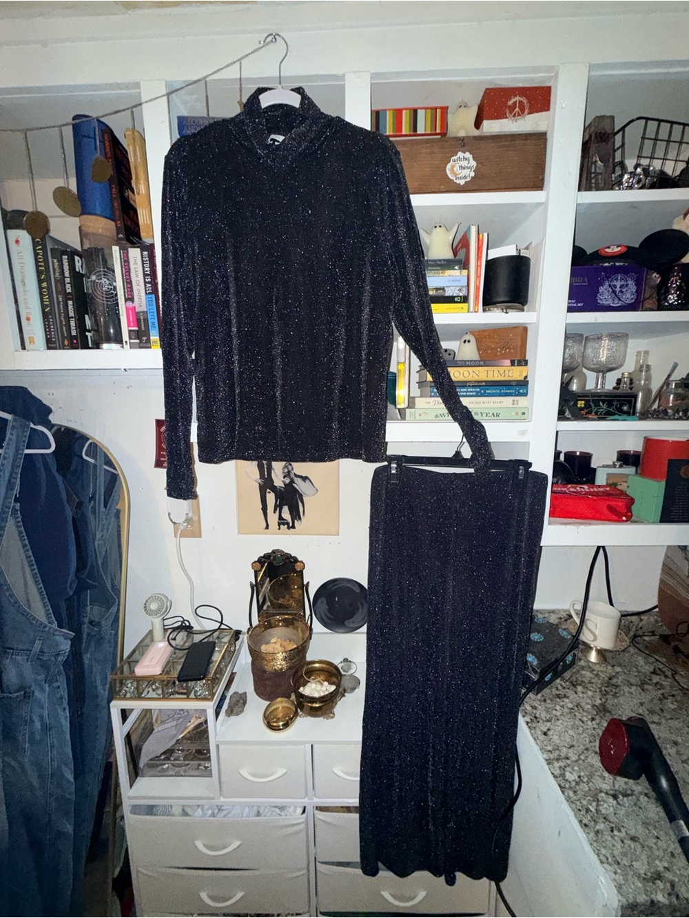 H&M Black Sparkle Two-Piece Top and Skirt Set